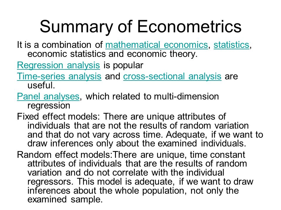 econometrics like to make theories